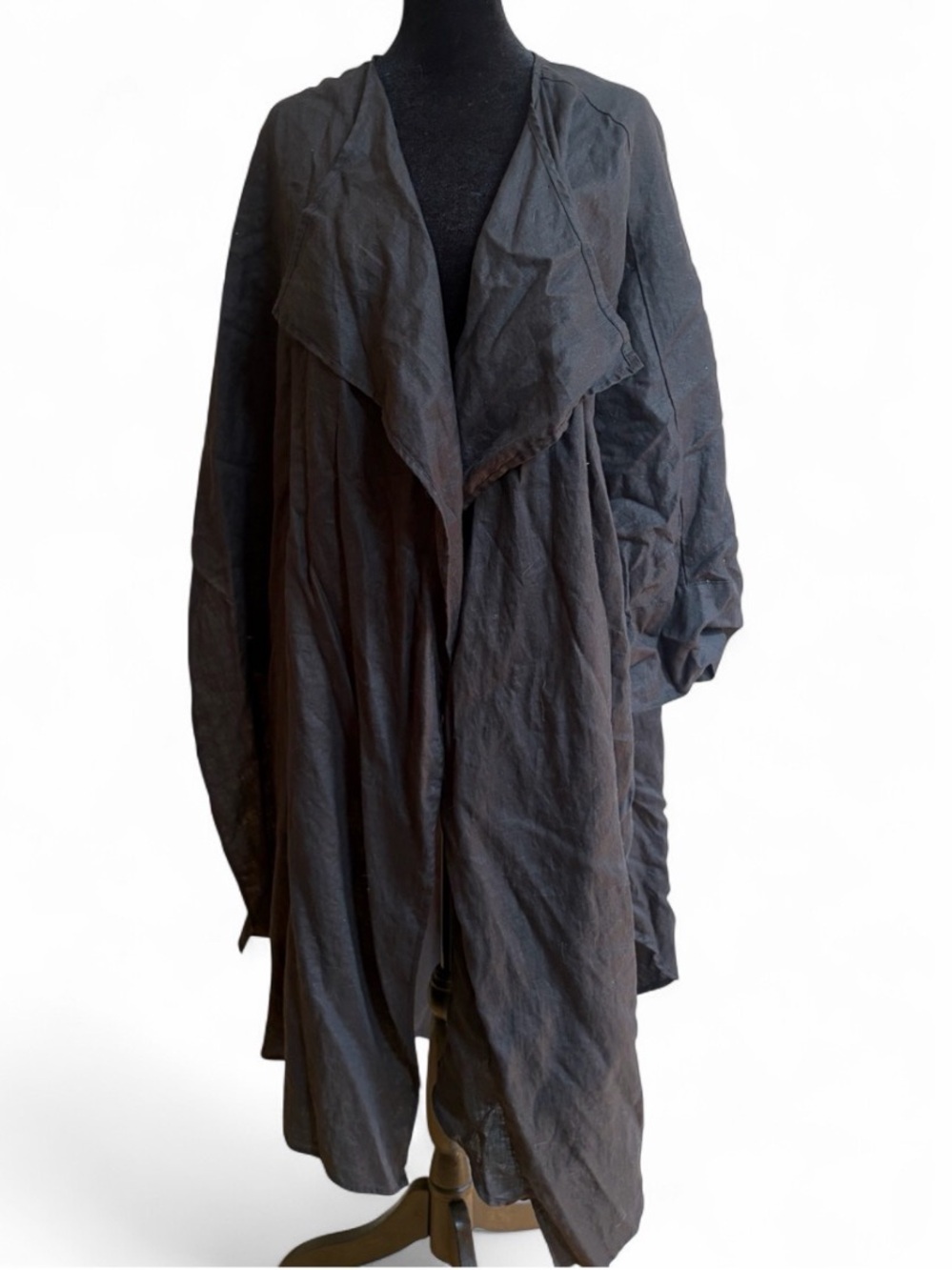Kedem Sasson Black Hued Avant Garde Duster Cardigan Top Open Front Boho Chic